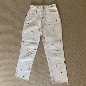 Pacsun High Rise Straight Leg White Daisy Jeans